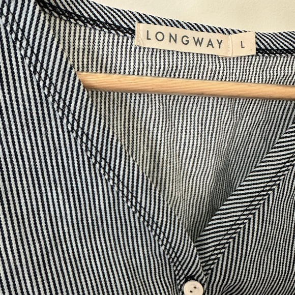 Longway Railroad Stripe Olema Blouse Button-Up Size L - Picture 4 of 5